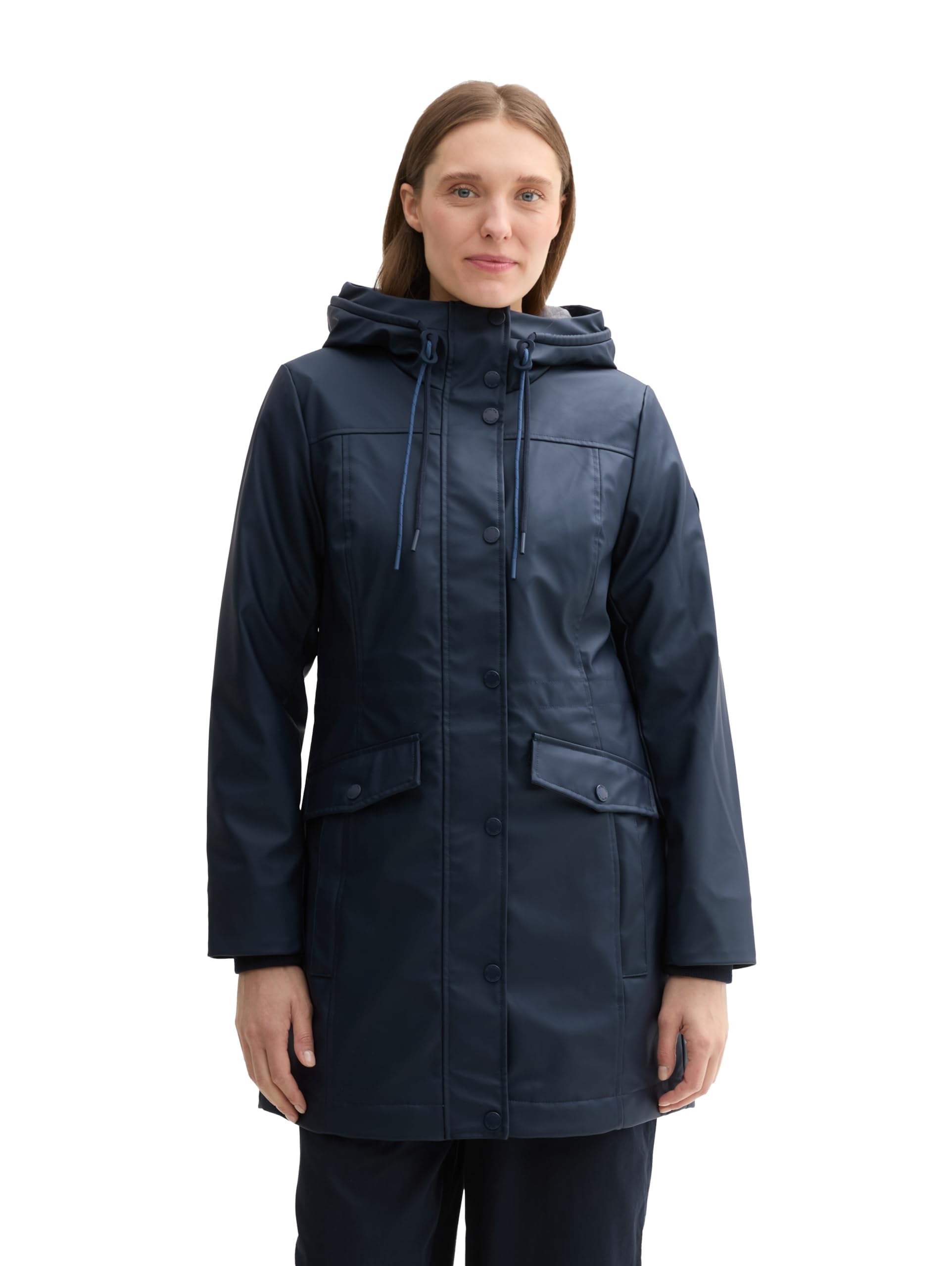 Tom Tailor Regular fit gewatteerde lange jas met capuchon in beige online kopen | P&C