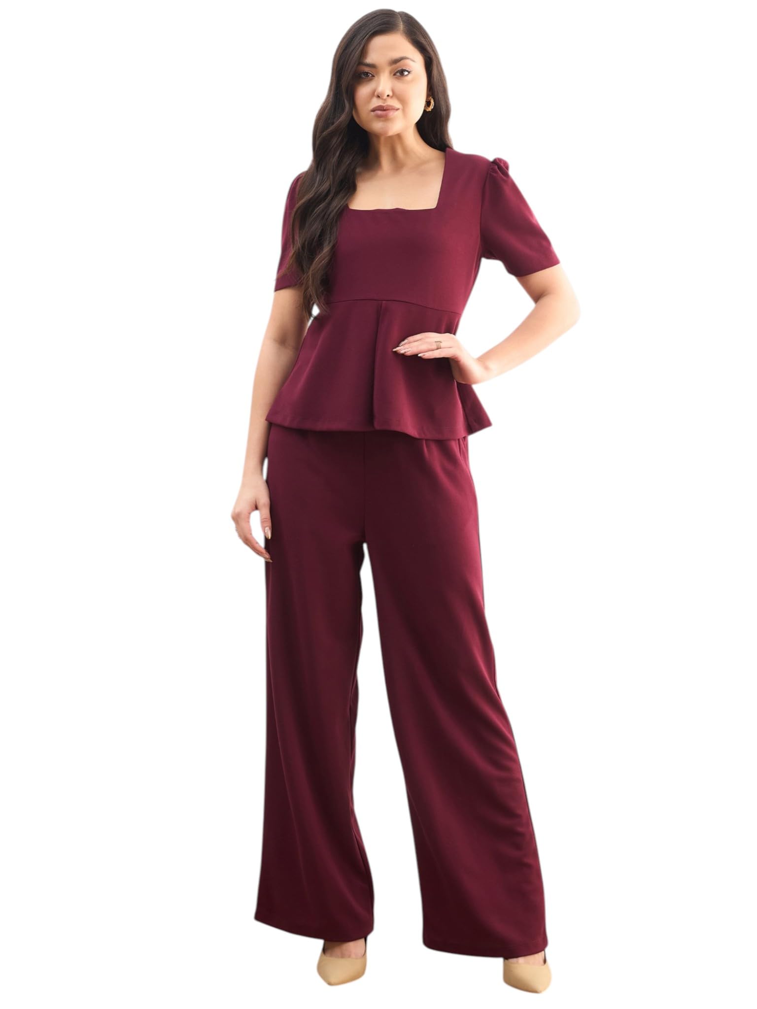 sassafras worklyf Women's Front Slit Top With Straight Pants-picture-23