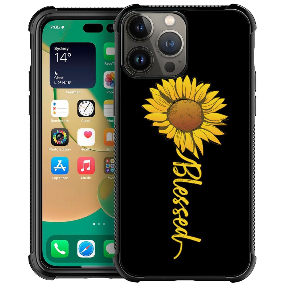 Coque iPhone 15 Pro Max fleur de tournesol en TPU souple antichoc