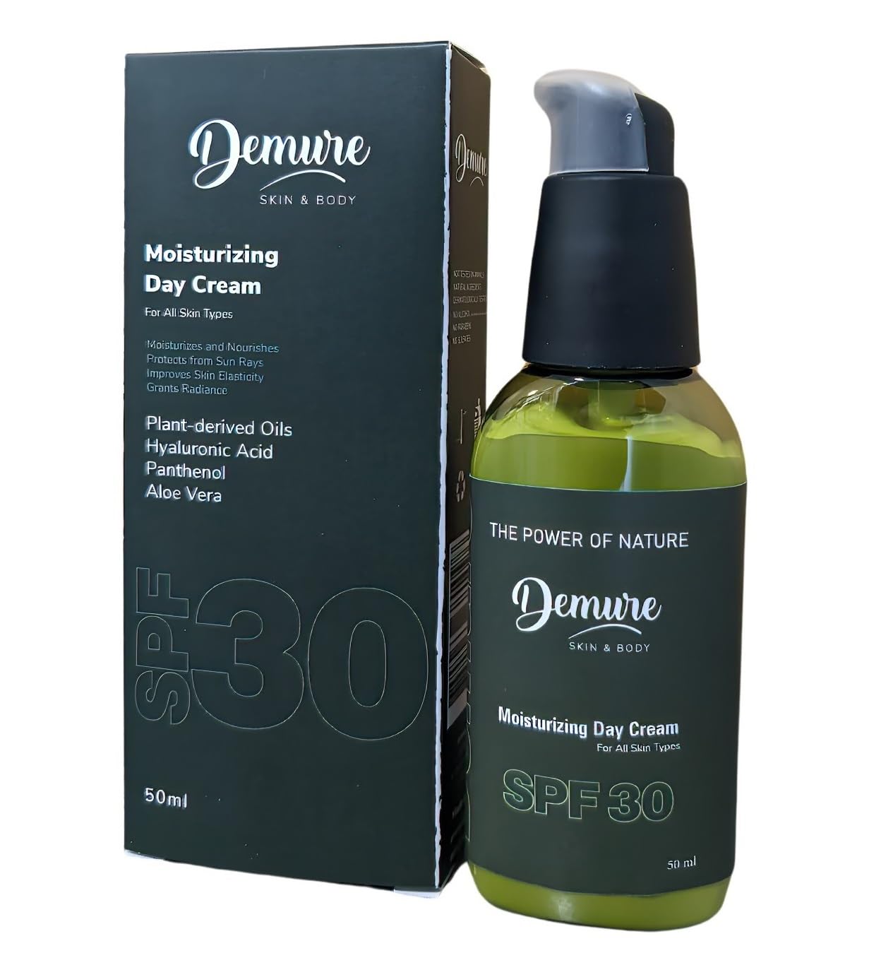 Demure Moisturising Day Cream SPF 30, Hyaluronic Acid, Panthenol Provitamin B5, Vitamin E, Aloe Vera, Sea Buckthorn