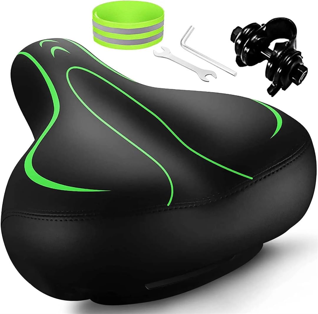 Seatwide - Sella per bici da uomo e donna, confortevole, in memory foam, a prova di sudore, con doppio assorbimento degli urti