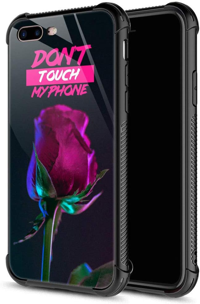 iPhone 8 Plus Case,Rose Flower Dont Touch My Phone iPhone 7 Plus Cases for Girls Boys,Fashion Graphic Design Shockproof Anti-Scratch Drop Protection Case for Apple iPhone 7/8 Plus