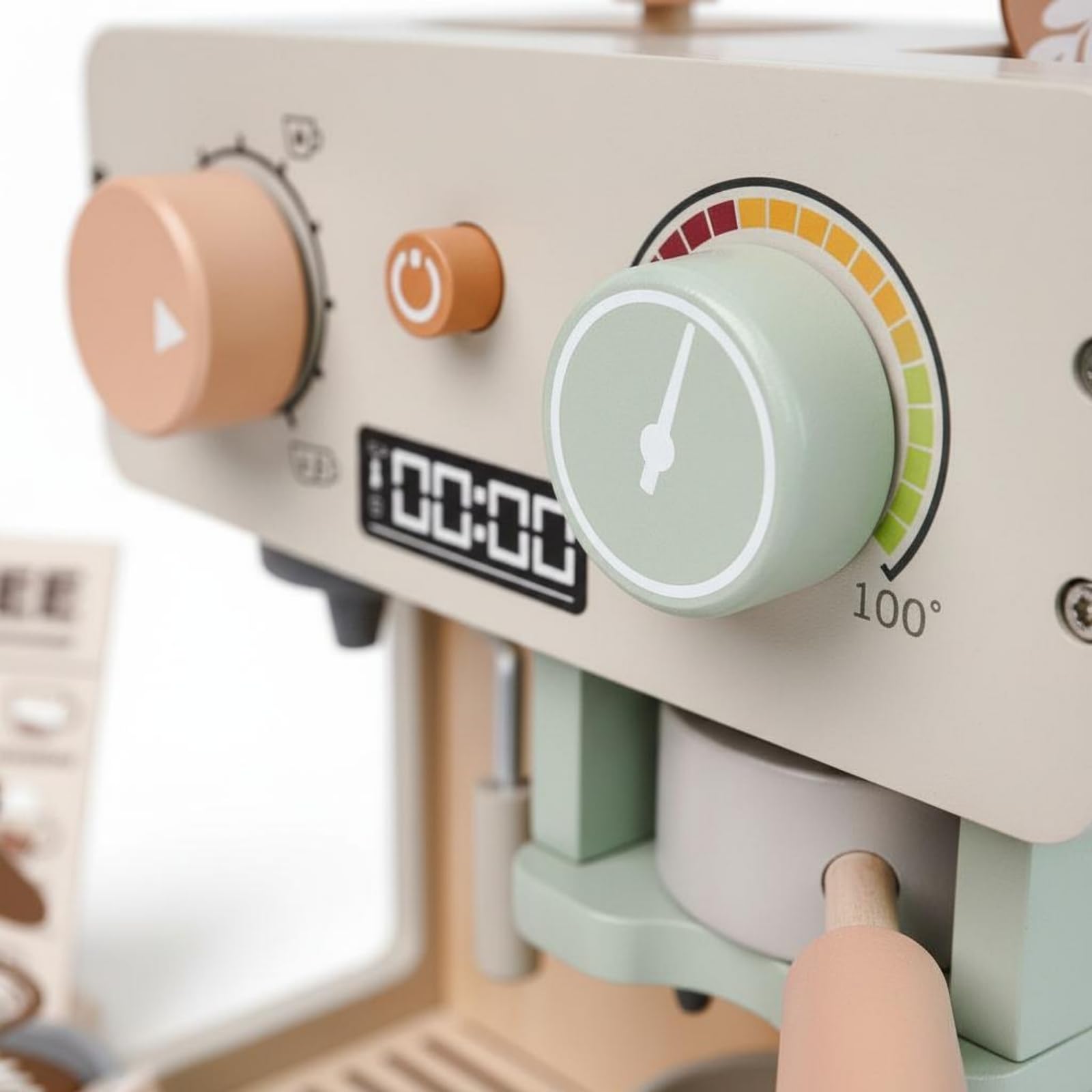Kinder Spielgerät Holz Kaffeemaschine Nachbildung Spielküchengerät Espressomaschine Getränkezubereiter Ausgestattet mit Zubehör für Rollenspiele Kinderzimmer Familienspiele