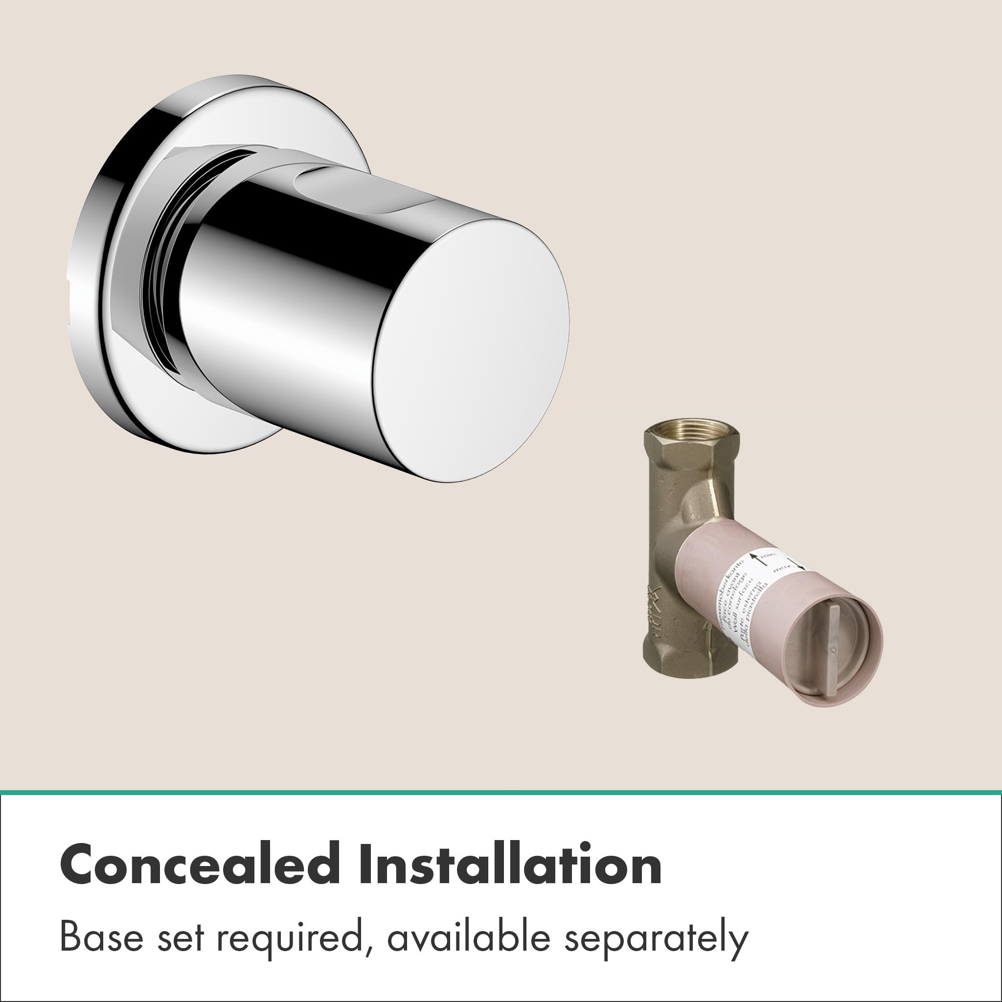 hansgrohe Zesis S - Valvola d'arresto ad incasso, Corpo incasso e estensione (25 mm) coordinati disponibili separatamente, cromo, 74997000