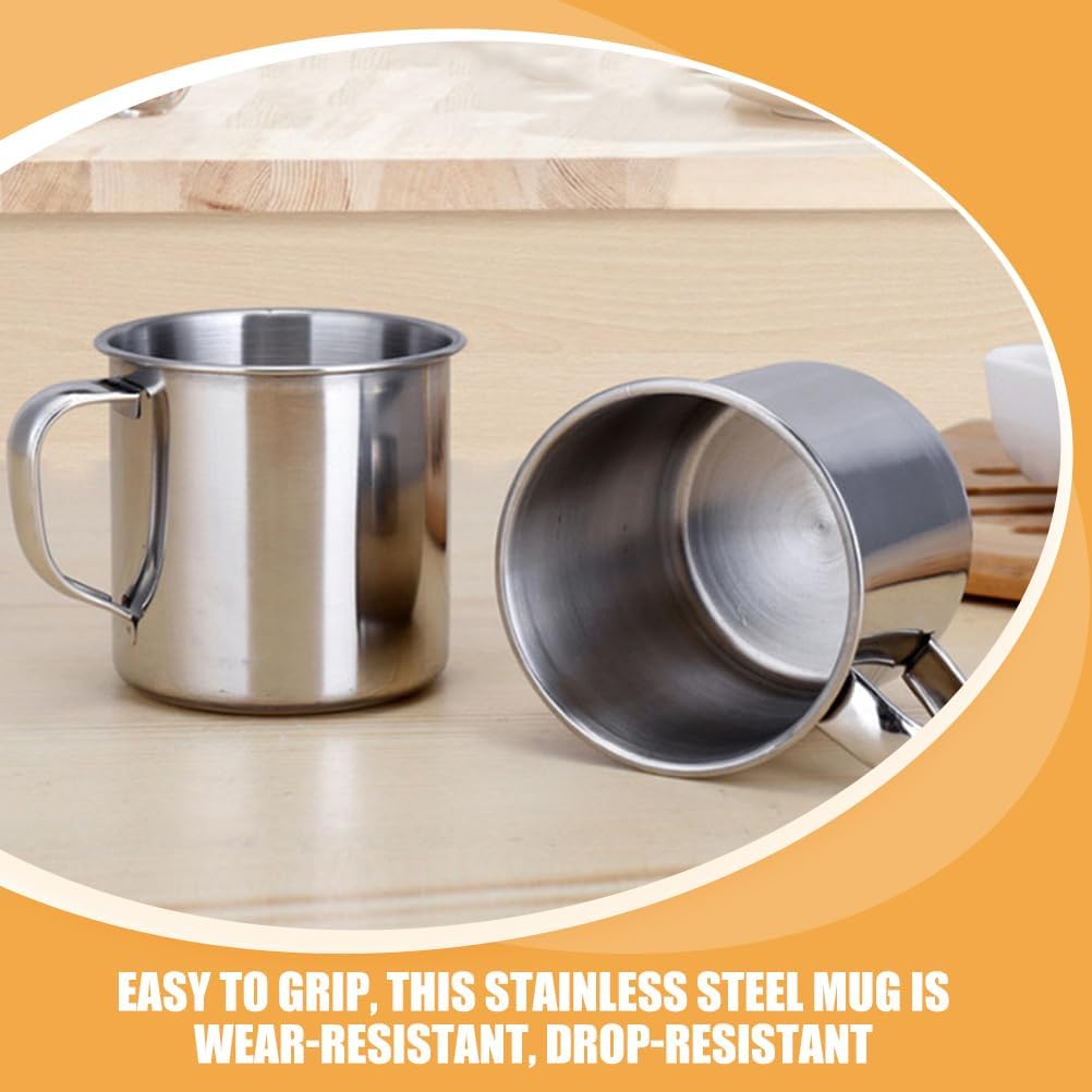 Ciieeo Multipurpose Small Stainless Steel Water Mugs with Handle 2.36 Inch Lightweight Metal Cups for Kids 6-8 Kindergarten Camping Picnic - Image 3