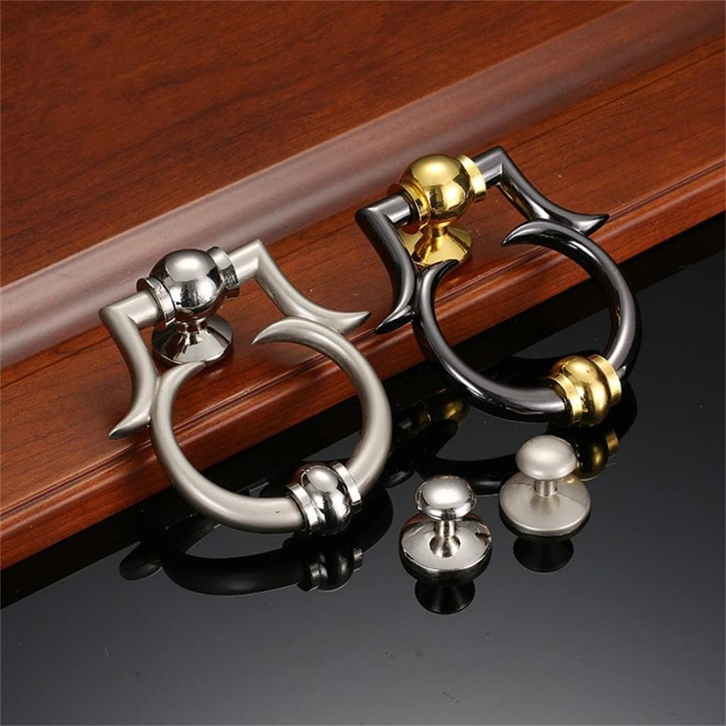 2pc European Knocker Black Sand Silver Luxury Zinc Alloy Knock Door Knob Furniture Handle