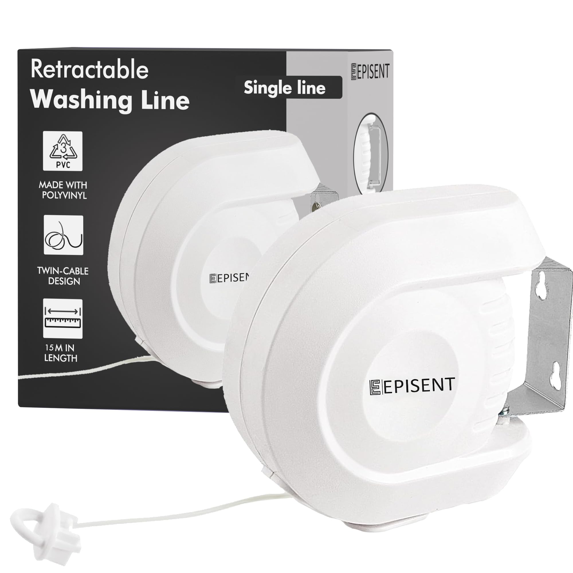 30m Retractable Washing Line – Heavy Duty Double PVC Clothes Line for Outdoor & Indoor Use | Wall-Mounted Twin Cable Extendable Laundry Dryer String Line | Ideal for Gardens & Balconies – EPISENT