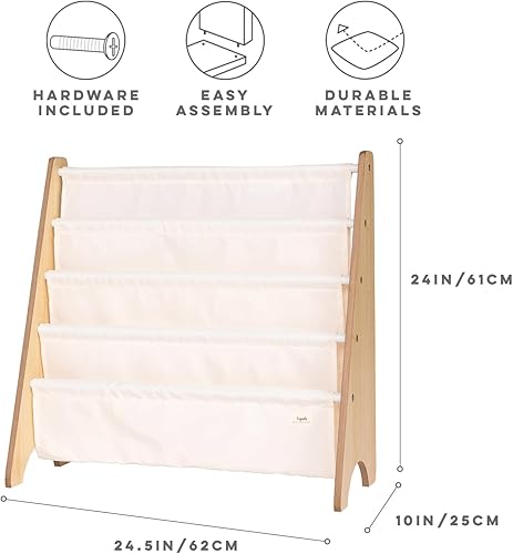 Miniatura 92 de 3 Sprouts Estantería de tela reciclada para niños, organizador de libros de 4 niveles, estantería de madera para guardería, sala de juegos, aula,