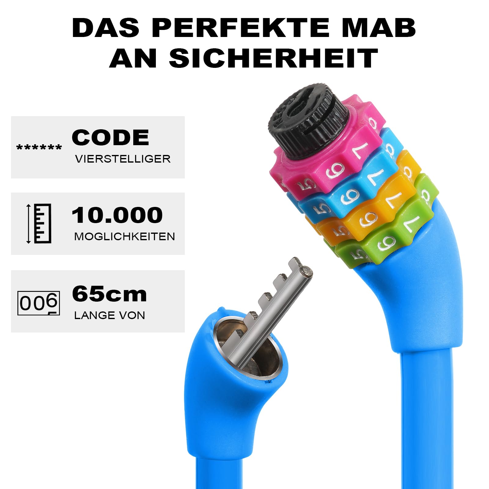 Lucchetto Bicicletta A Combinazione 4 Cifre - Catena 65cm Antifurto Per Bici E Scooter - Foto 6