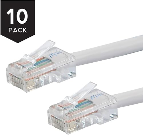 Miniatura 2 de Buhbo Cable de red Ethernet Cat5E UTP de 0.5 pies (6 pulgadas) sin arranque (paquete de 10), color blanco