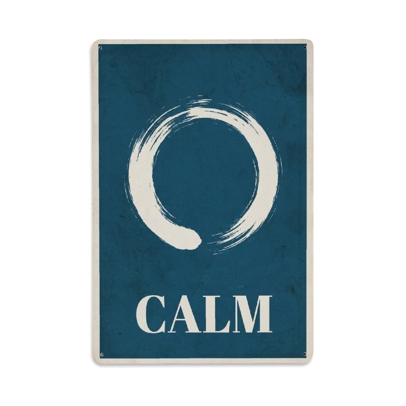 Retro Calm Brush Stroke Meditation Serenity Healing Zen Circle Metal Tin Sign Plaque Wall Decor for Cafe, Man Cave, Club Bar, Office, Home Garden Round Metal Poster 8x12Inch