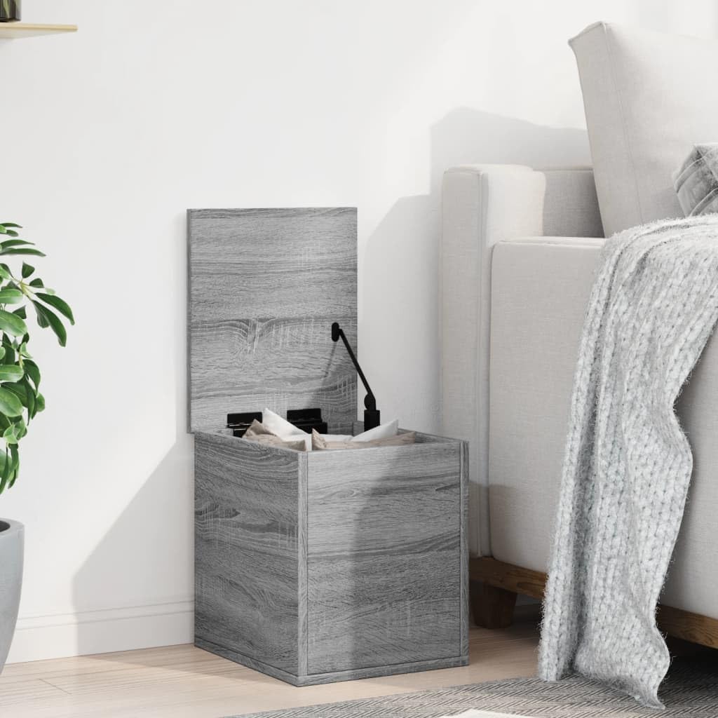 Caja de almacenamiento gris Sonoma 30 x 35 x 35 cm, material de madera, organizador de almacenamiento para estantería, ropa, armario
