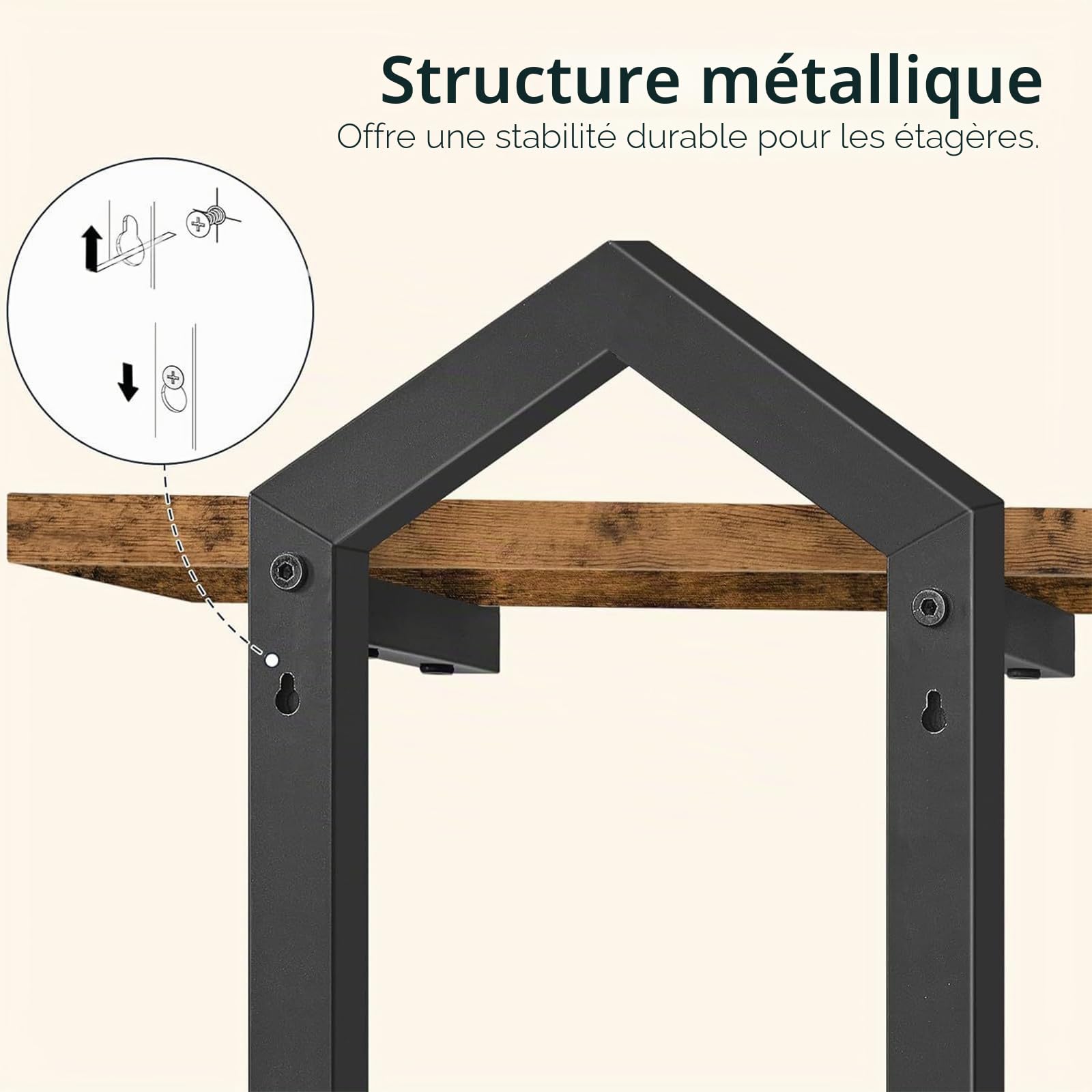 2 Ensembles Étagère Murale,Étagère Flottante en Bois et Métal, Design Losanges,DIY Déco Tablette Flottante pour Salon,Cuisine, Chambre,Bureau