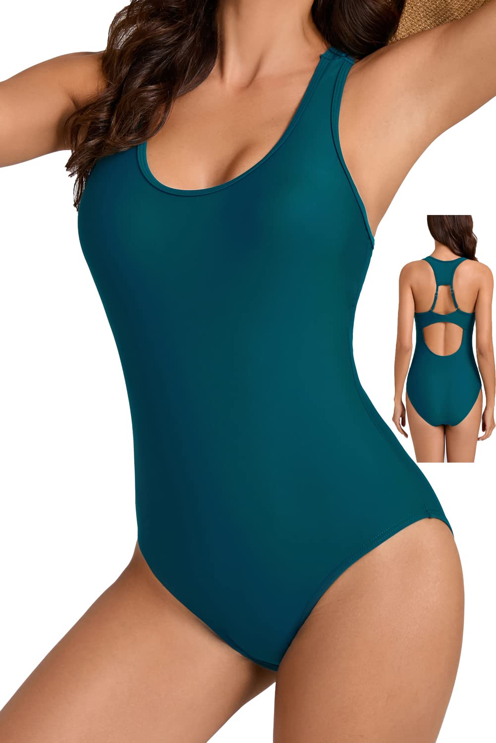 Photo 1 of Athletic One Piece Swimsuit Women Black Bathing Suits Teens Modest Swimwear Girls Sport Chlorine Resistant Adjustable-M