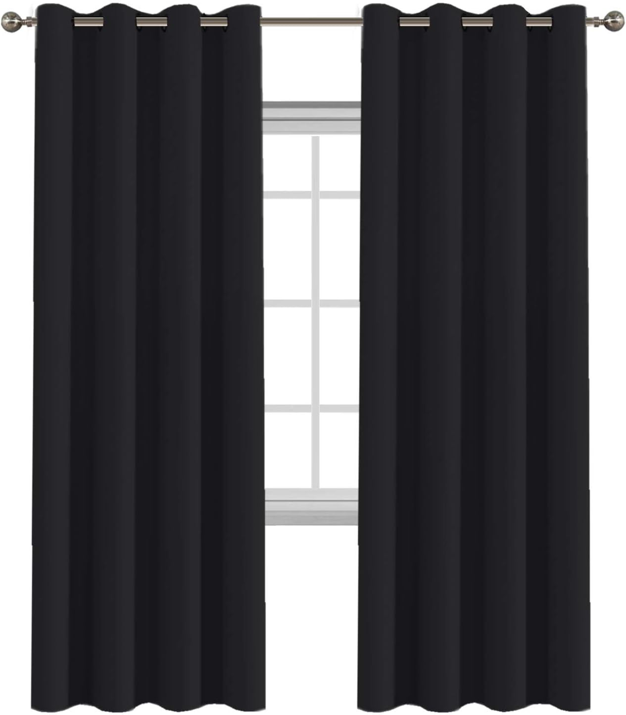 Flamingo P Blackout Curtain for Bedroom/Living Room Thermal Insulated Energy Efficient Window Treatment Curtain Drapes Draperies Soft Thick Smooth Room Darkening Single Panel 52" W x 84" L, Black