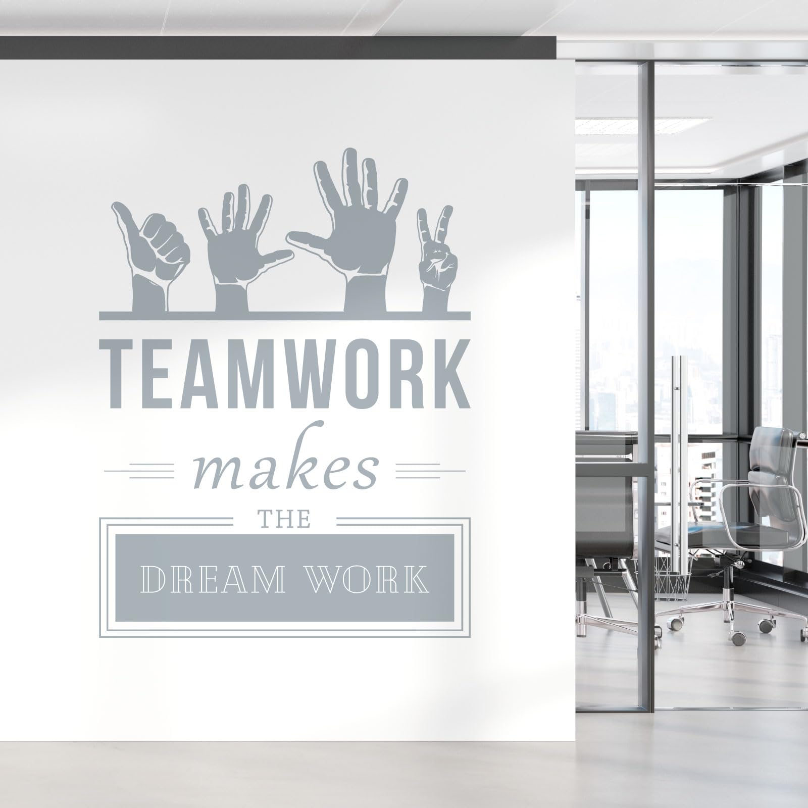 Teamwork Makes The Dreamwork - Corporate Office Motivational Vinyl Wall Decal Sticker [Large] [Silver]
