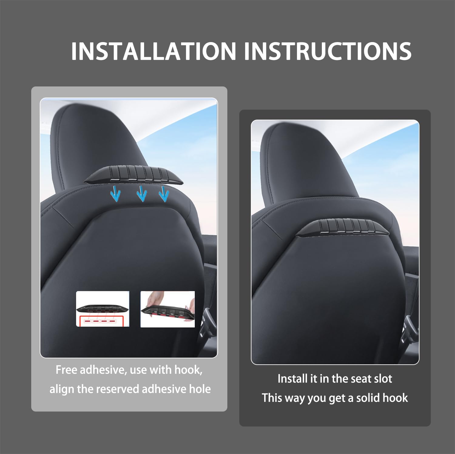 CCYKXA Crochets Pour Dossier De Siège De Voiture Pour Tesla Model Y 3 Sx Organisateur De Rangement Reglable Pour Les Sieges Dcrochets Dossier De Siege De Voiture Auto De Lorganisation2 Pack 91956443