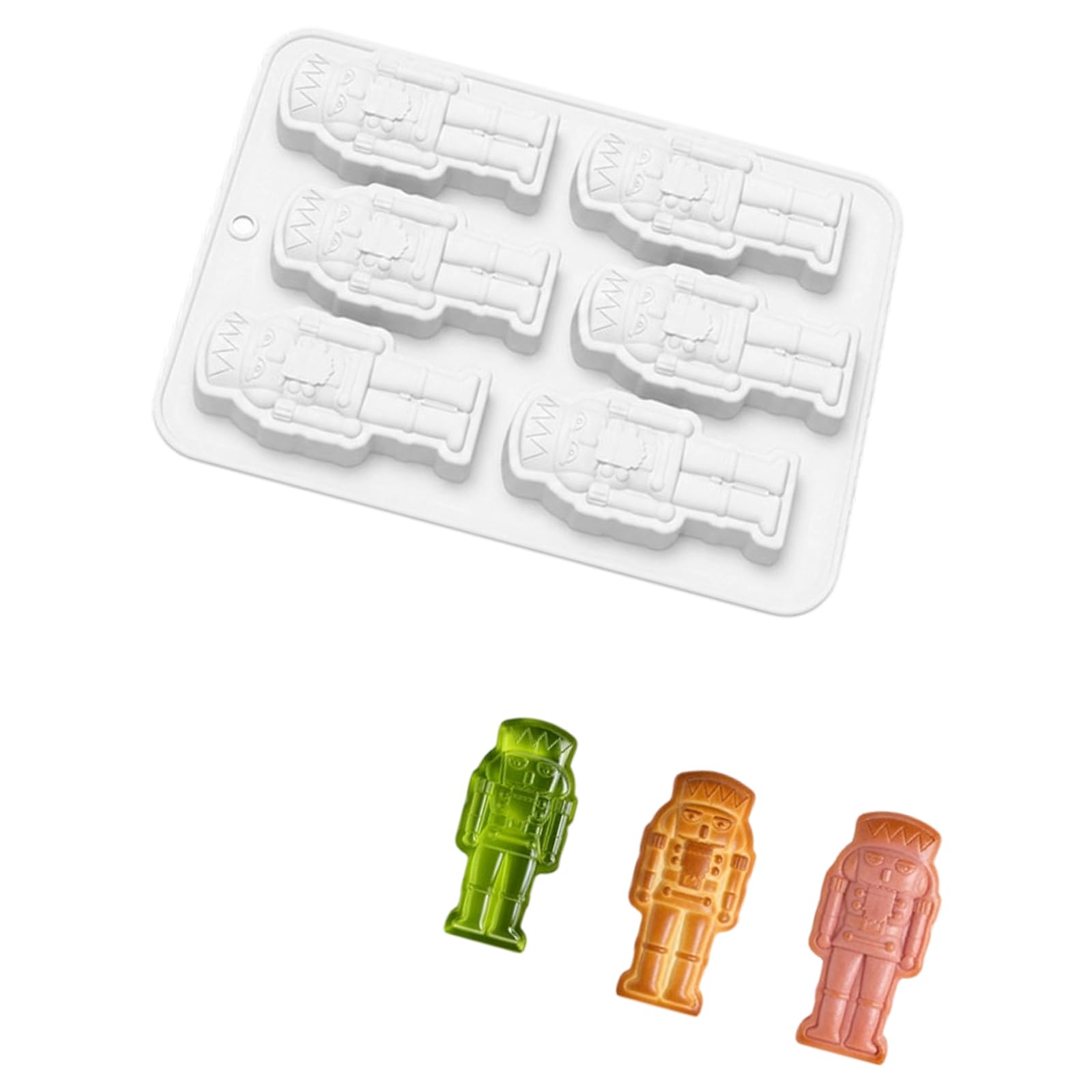 Tsophreniq Flexible Silicone Nutcrackers Baking Mold with 6 Soldiers for Chocolate and Ice Cream Candy and Desserts Making Use Baking Supply
