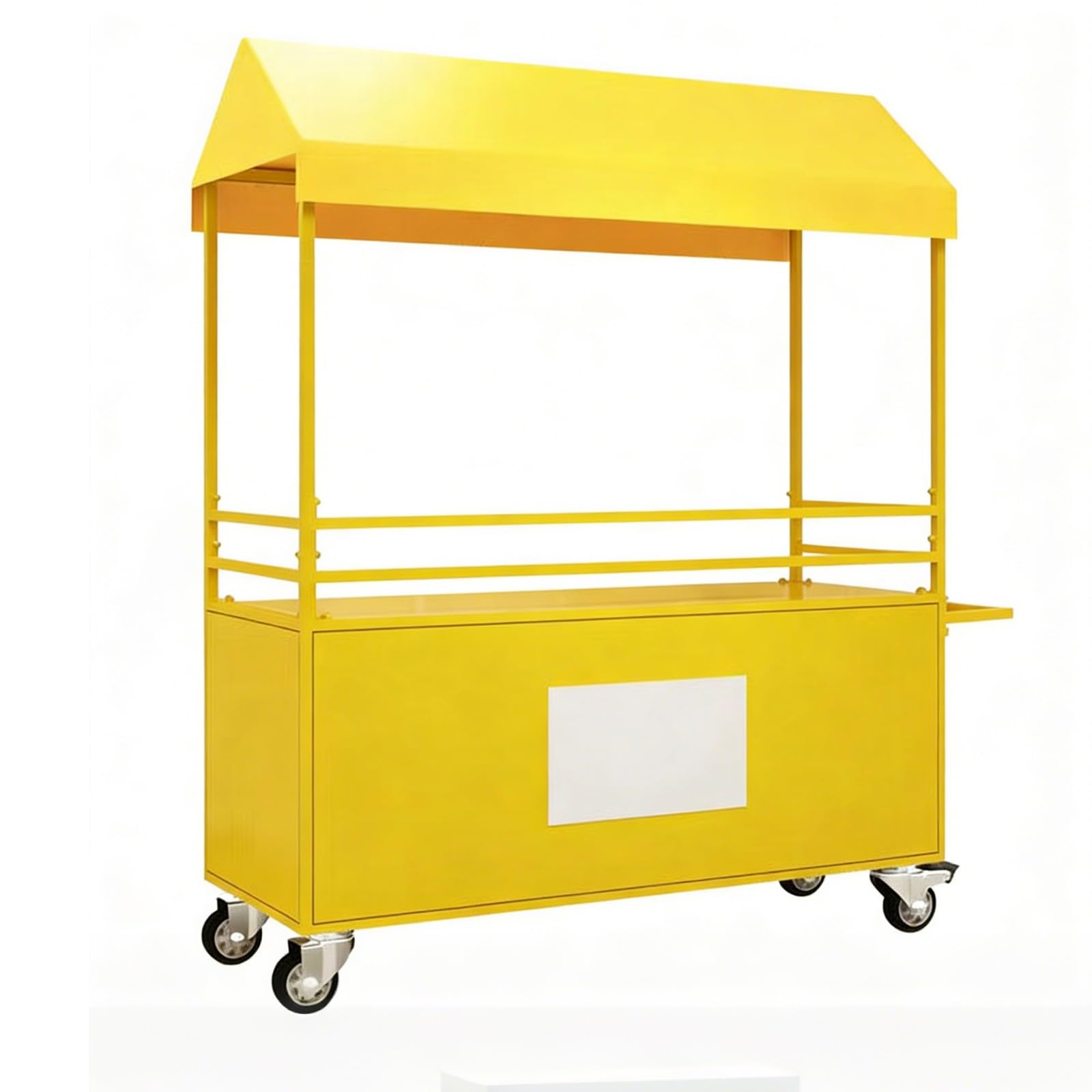 Carrello Vendita Mobile Professionale Con Tettoia,Rimorchio Food Truck Per Street Food,Ruote Girevoli,Per Eventi,Feste E Catering Esterno(Yellow,120cm/47.2in)