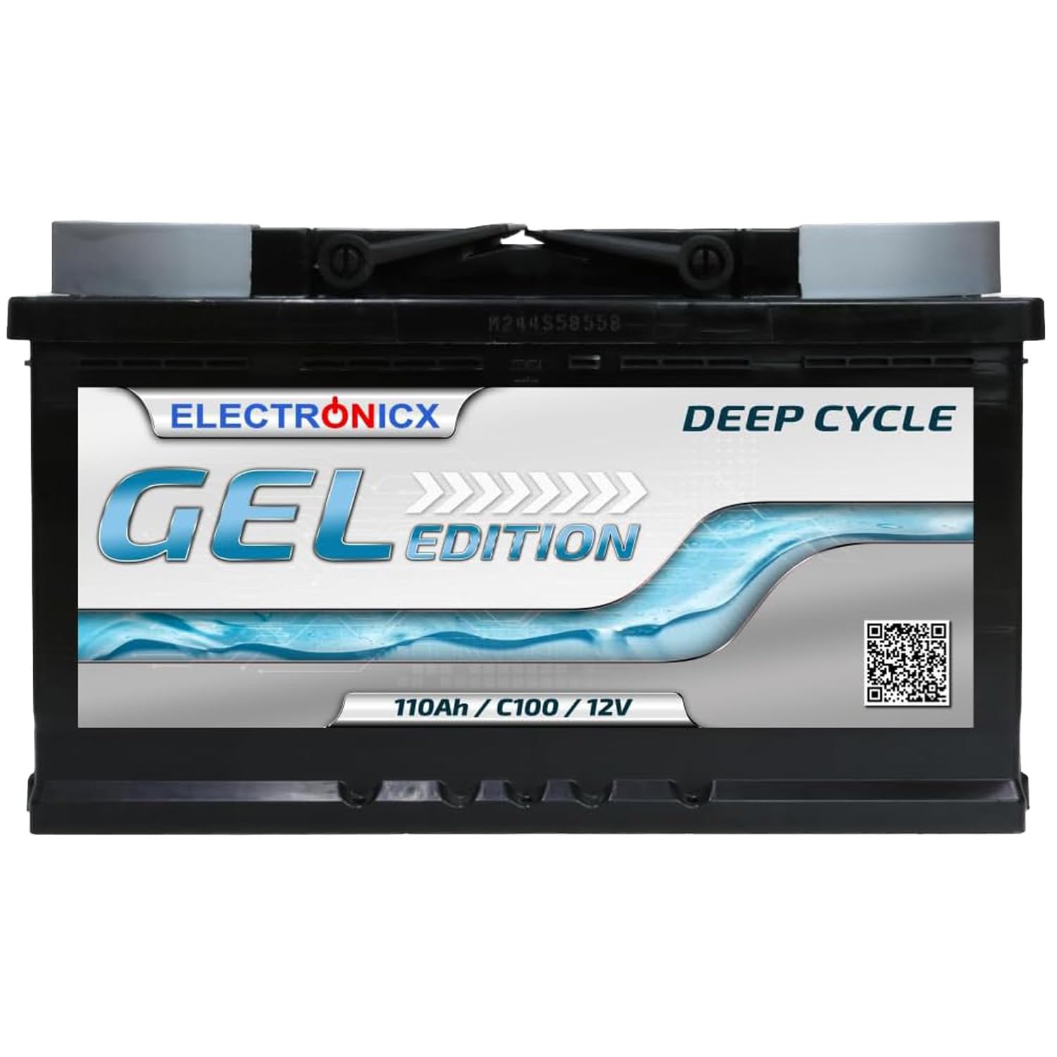 Electronicx GEL Versorgungsbatterie 12V 110Ah – 110 AH Deep Cycle Gel-Batterie für Wohnmobil, Van, Boot & Solaranlage. Maße: 315×175×190mm, gefüllt & geladen, wartungsfrei, rechts Pluspol