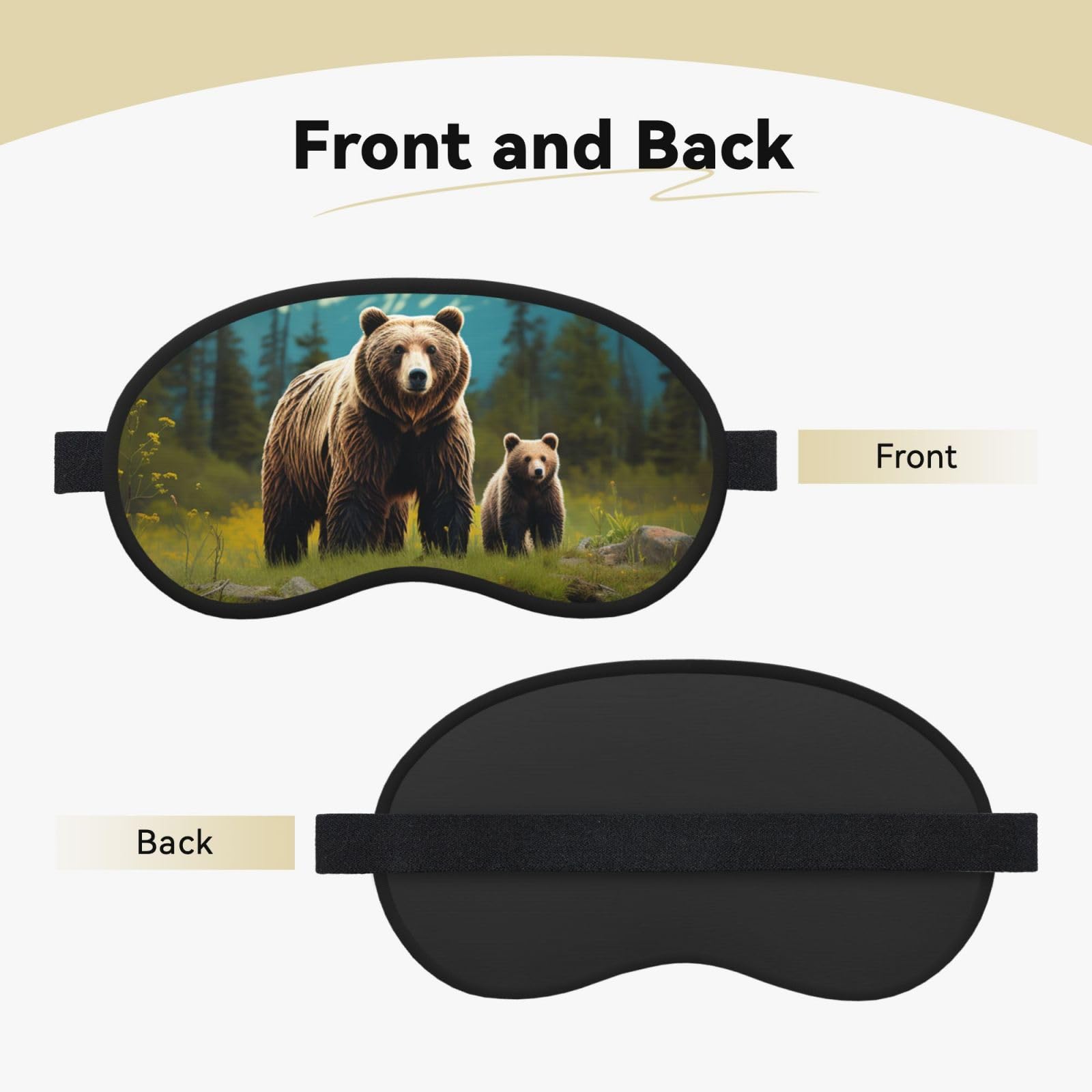 Sleep Mask for Side Sleeper Silk Sleeping Eye Masks with Elastic Strap Super Soft Eye Sleep Shade Cover River Bear Mom Blackout Night Blindfold for Women Men Travel