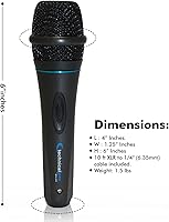 Vista 3 de Technical Pro MK75 Micrófono dinámico con cable XLR de 10 pies a ¼ de pulgada - Grado profesional, cardioide, carcasa de metal duradera, ideal