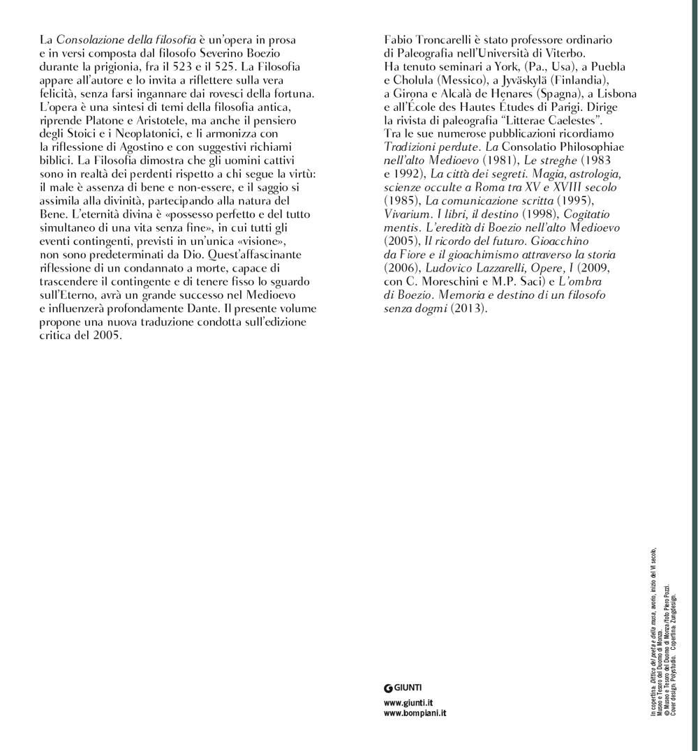 La consolazione della filosofia. Testo latino a fronte