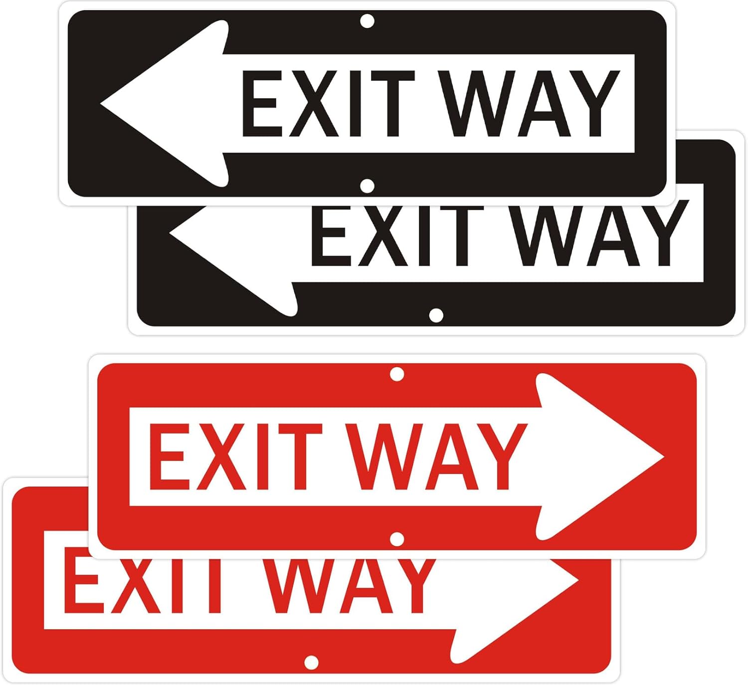 2 pack, Exit Way Sign, with Left Arrow+2 pack, with Right Arrow Exit Way Sign, 18x6 Inches Reflective Rust Free Aluminum