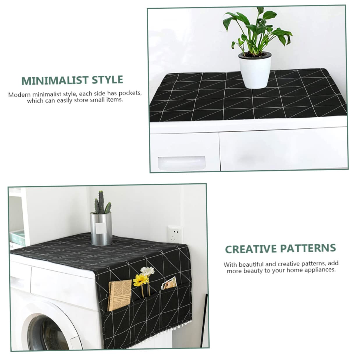 Hemobllo 4pièces Housse De Réfrigérateur Et Machine à Laver Couvercle Anti-poussière Avec Poches De Rangement Design Moderne Et Ventilation