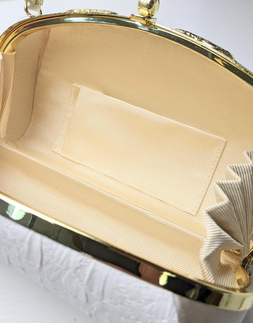 ふくれ織 草履 バッグ セット ホワイト ゴールド フリーサイズ U33-1 NISHIORI 草履バッグセット 上品無地感 ふくれ織生地が美しい
