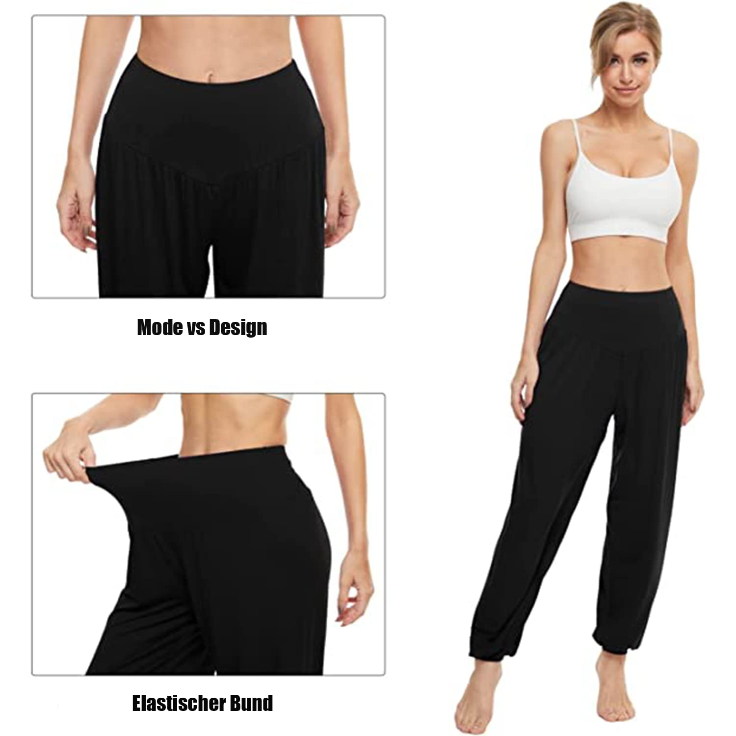BeautyWill Haremshose Yogahose Jogginghose Yoga Pilates Hosen Freizeithosen Weiche Modal Lange Hose für Damen