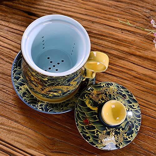 Taza de café y té de cerámica yesTGE ideal para el hogar y la oficina con tapa e infusor 5
