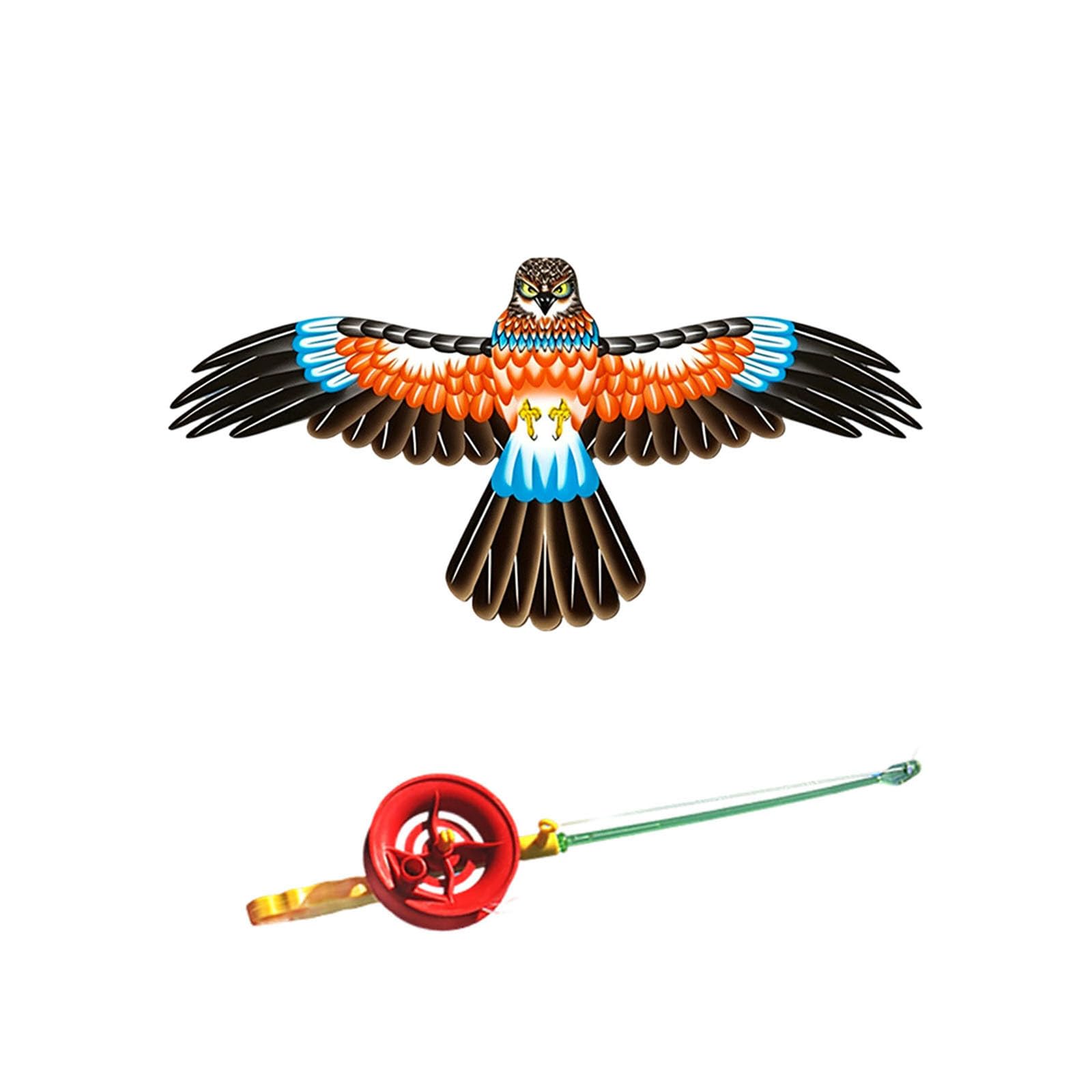 Kites for Kids Ages 4-8 Easy to Fly, Fishing Rod Kite Set with Dynamic Blue Eagle Design, Telescopic Pole for Outdoor Play, Children's Flying Toy with Adjustable Line