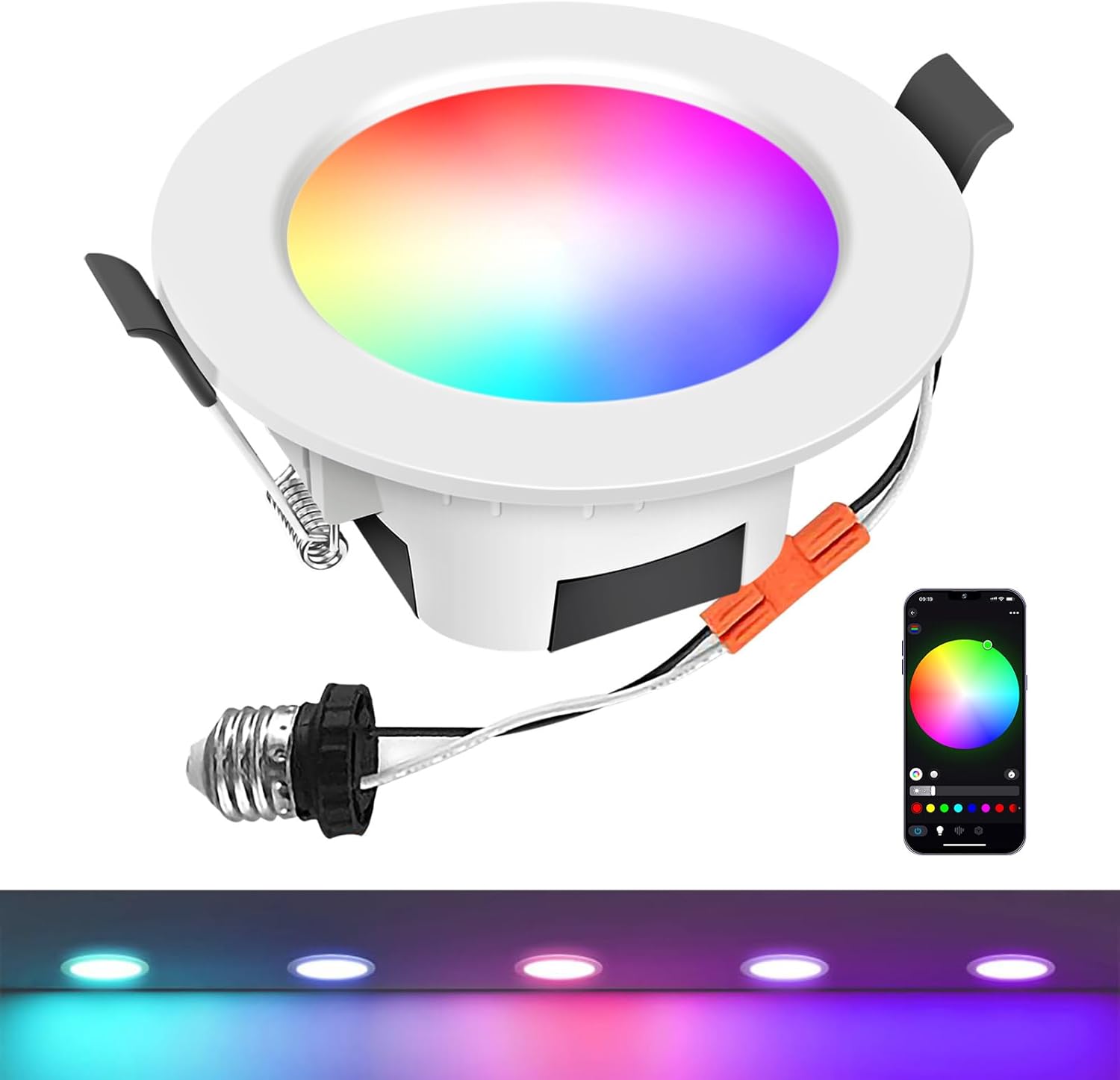 INDARUN Led Ceiling Lights Recessed Lighting 4 inch, Flush Mount Ceiling Light, Can Lights 9W, RGB Color Changing, 2700-6500K Dimmable, for Bedroom, Living Room, Kitchen Lighting Fixtures Ceiling INDARUN Led Ceiling Lights Recessed Lighting 4 inch, Flush Mount Ceiling Light, Can Lights 9W, RGB Color Changing, 2700-6500K Dimmable, for Bedroom, Living Room, Kitchen Lighting Fixtures Ceiling