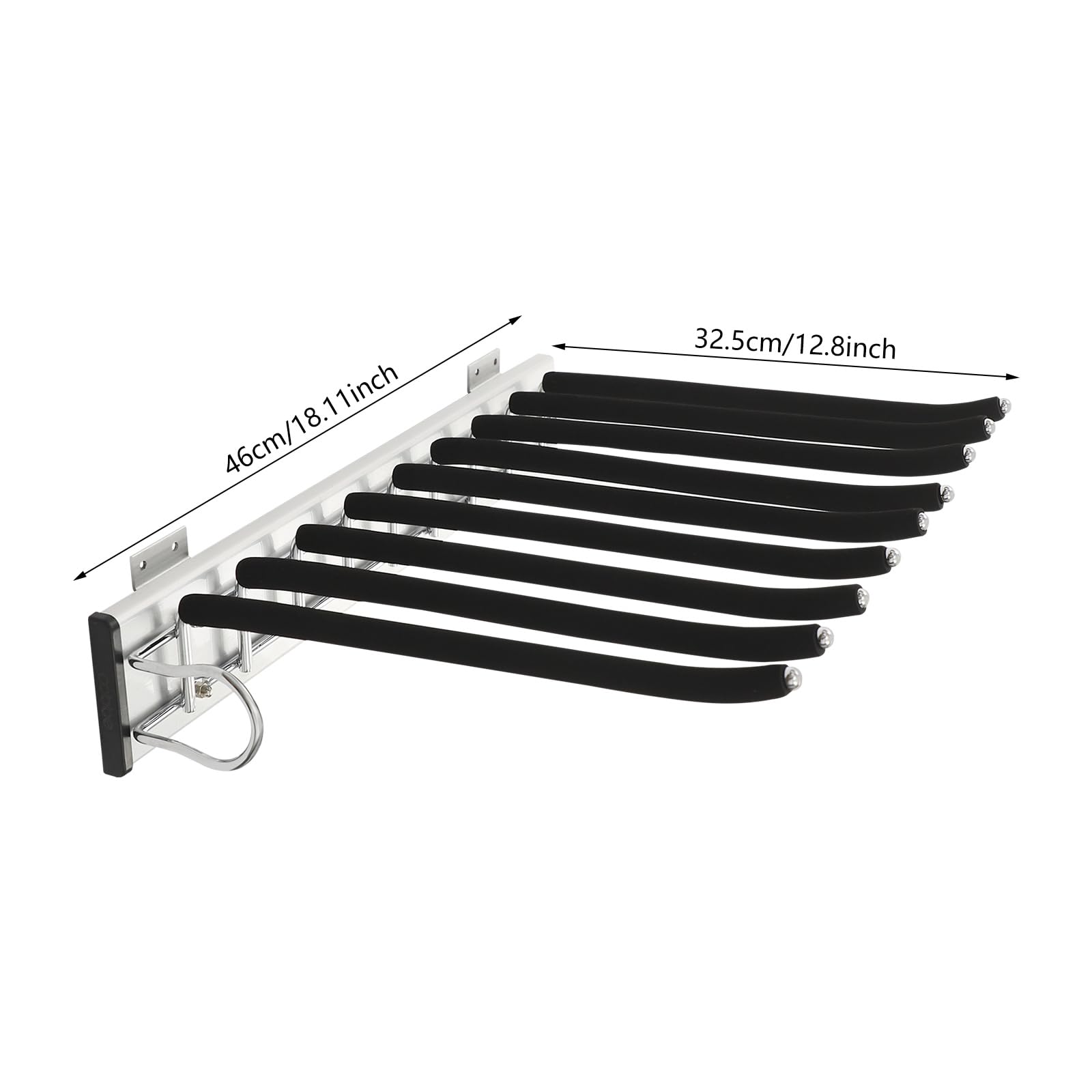 Hosenauszug Edelstahl Hosenaufhängung für Kleiderschrank 46cm Ausziehbar Hosenständer für Kleiderschrank Hosenbügel mit rutschfeste Beflockung Herausziehen Hosenhalter 9 Positionen (Links)