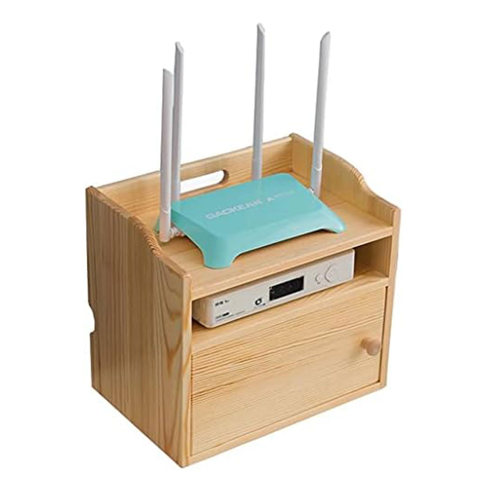 Boîte de rangement pour routeur et décodeur à 2 niveaux pour l'organisation des câbles TV.