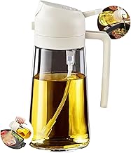 Spray Borrifador 450ml Dosador 2 em 1 Para Azeite Vinagre Óleo Shoyu Vidro Modelo Galheteiro Cozinha Bico Dosador + Spray Pulverizador. (Dispenser Branco)