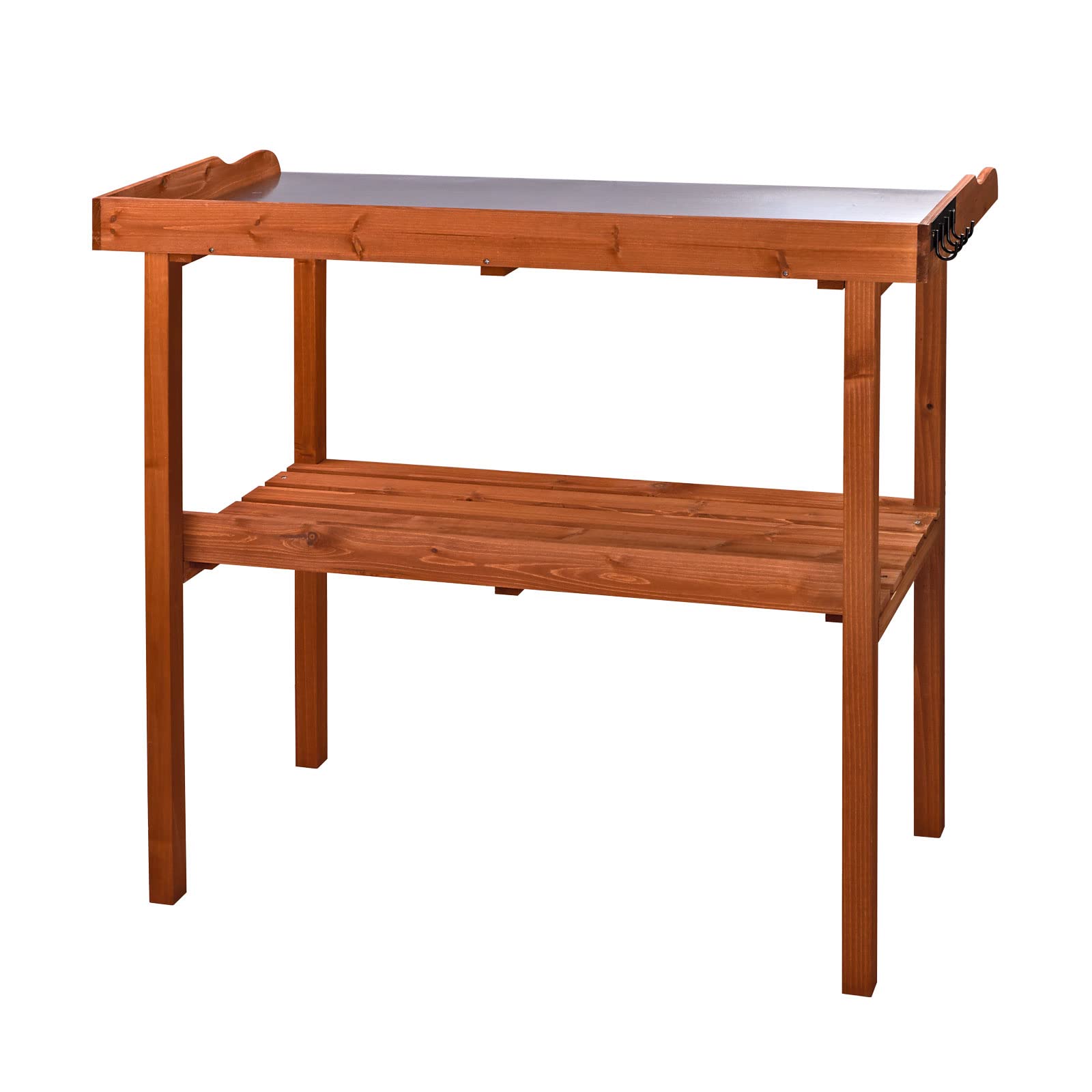 DEMA Pflanztisch 103x48x96 cm, Pflanzentisch, Gärtnertisch, Blumentisch, Massiv-Holz Antik, Verzinkte Metallauflage, Robust, Langlebig, Garten, Terrasse, Balkon, Outdoor