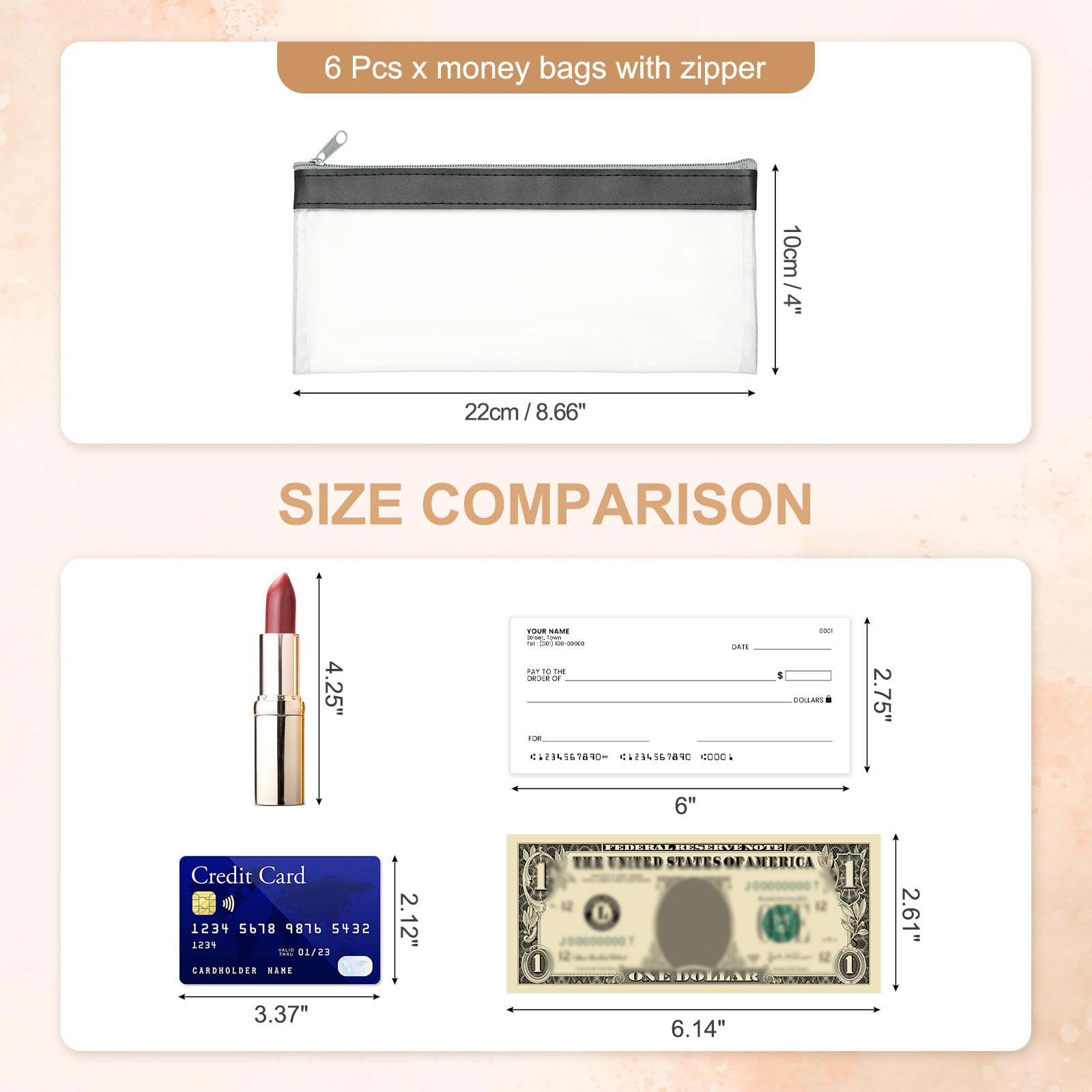 PATIKIL 8.7x3.9 Inch Money Bags with Zipper - Image 2