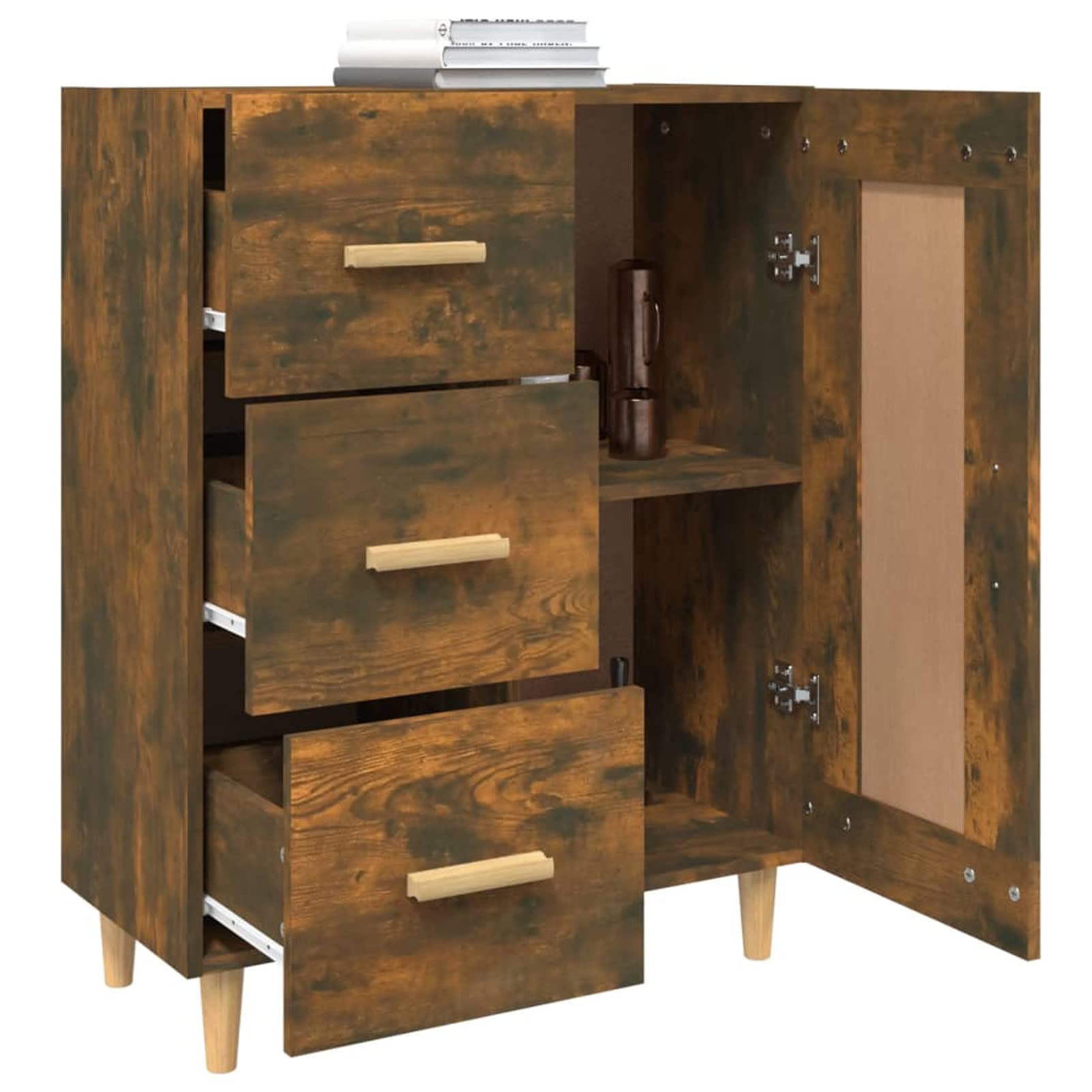 Tidyard Buffet Bois Buffet Cuisine Commode Meubles Rangement Organisateur de Maison 69,5x34x90 cm Bois d'ingénierie Chêne fumé