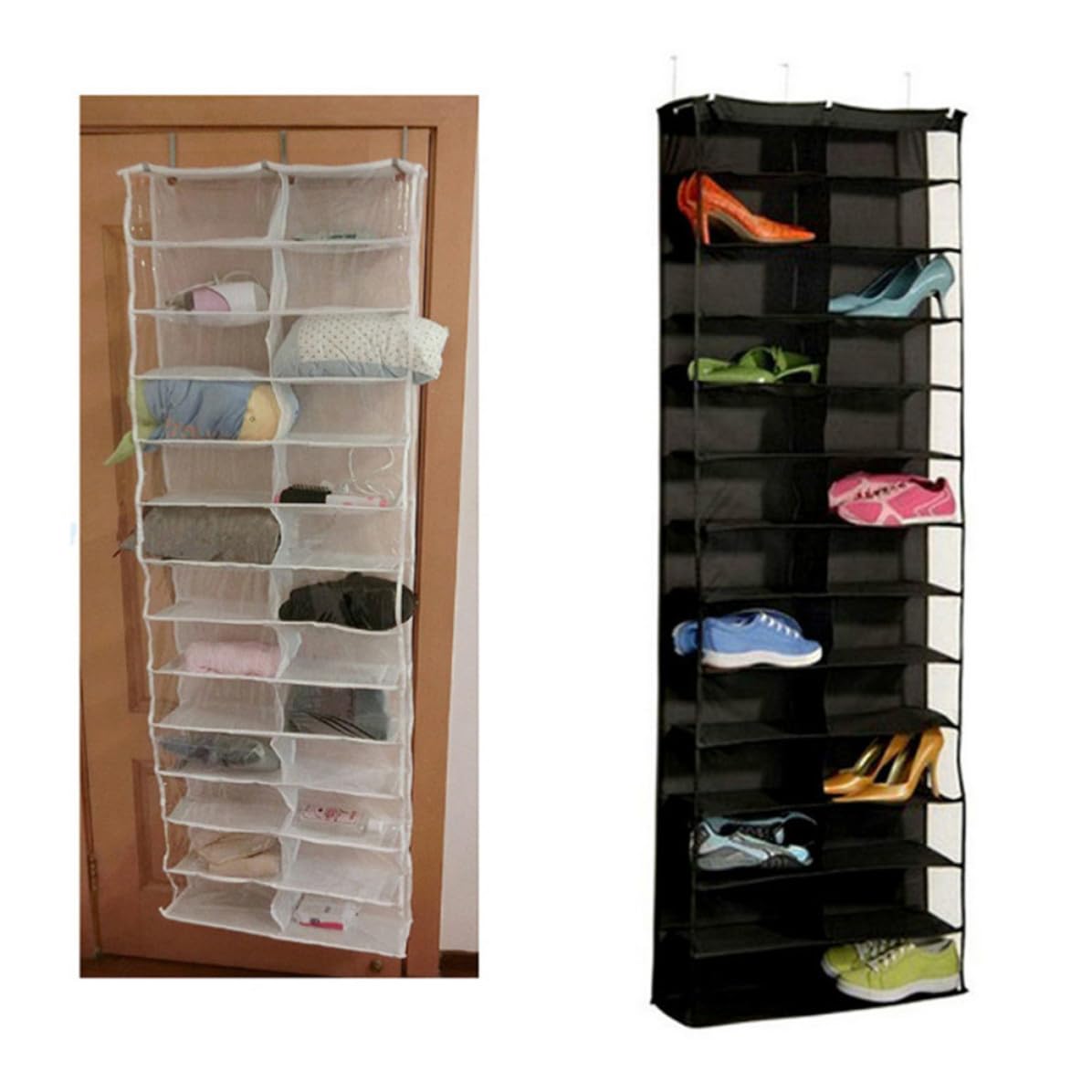 COHEALI 2 Stück Schuhregal Tür Hängend mit 26 Fächern, Schrankorganizer, Platzsparend zur schnellen Montage für Schuhe und Schals im Schlafzimmer