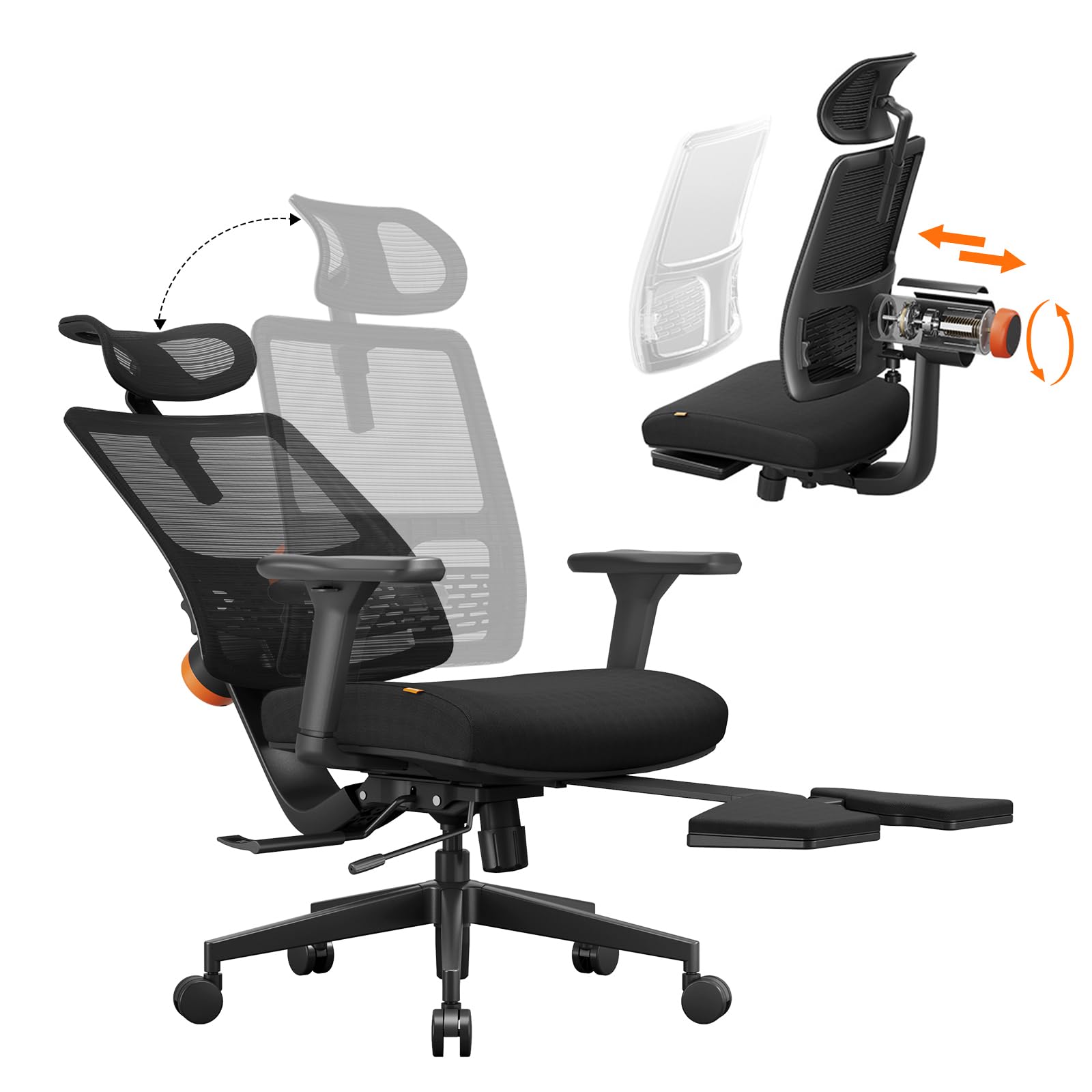 Newtral Ergonomic Office Chair - Home Office Desk Chair with Adaptive Lumbar Support, with Footrest, 4D Armrest, Adjustable Seat Depth & Height