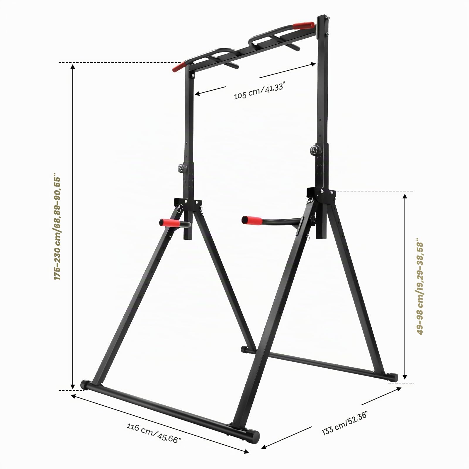 Faltbare Klimmzugstange, Power Tower Dip Station Faltbar, Multifunktional Fitness Trainingsgerät für Klimmzugstange, Liegestütze und Abdominal