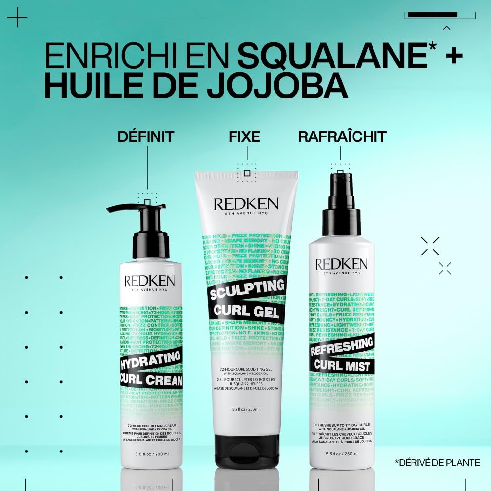 REDKEN - Crème Cheveux Bouclés Hybrid Curl Stylers - Hydrate & Définit les Boucles - Huile de Jojoba & Squalane - Cheveux Bouclés, Crépus ou Frisés - 200 ml