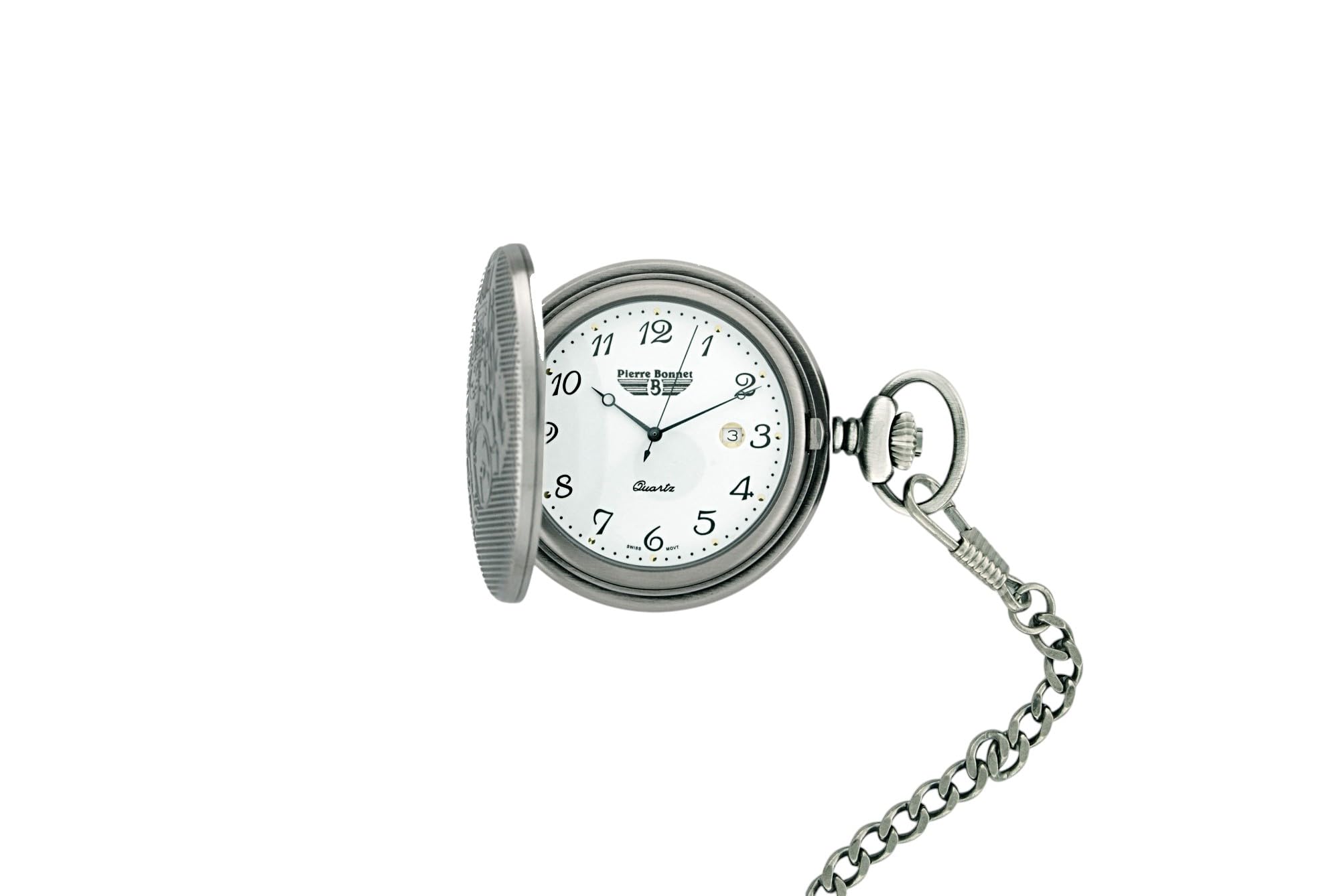 Pierre Bonnet Orologio da Tasca Vintage Catena – Movimento al Quarzo, Cassa Incisa, Idea Regalo per Pensione o Collezionisti
