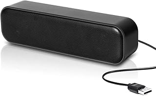 USB Computer Speakers, Mini Soundbar Speaker USB Power Computer,Laptop Speaker Stereo Sound USB Powered Soundbar for Computer Tablets Desktop Laptop PC Checkout Counter (black)