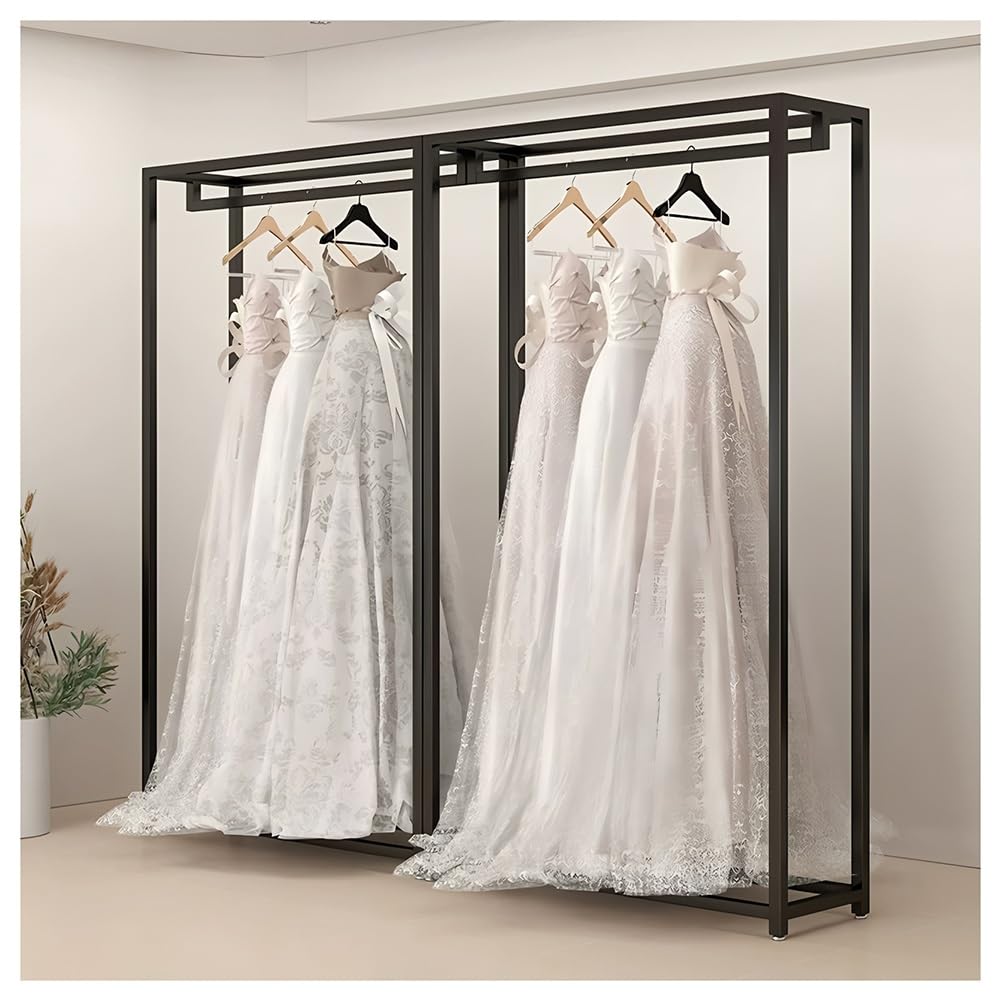 JKJZSALJ Commercial Wedding Dress Floor-Standing Display Rack, Heavy Duty Metal Garment Racks, Boutique Clothes Retail Organizer Racks, For Hanging Long Dresses Clothes