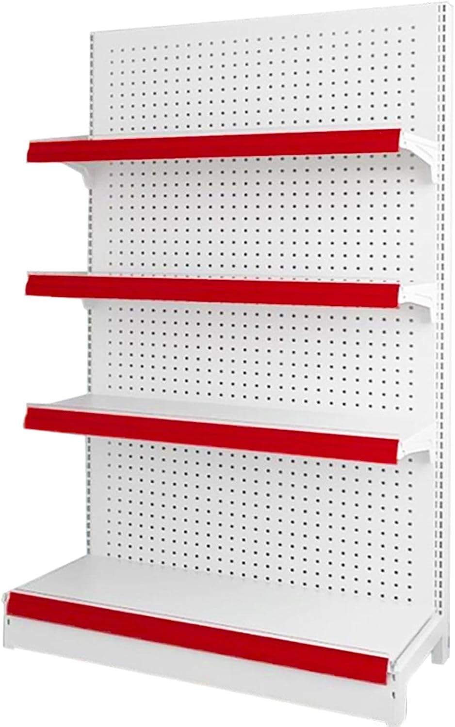 White 5-Shelf Retail Gondola Shelving - Single-Sided Display Rack for Grocery, Liquor, Office Supplies - Versatile Store Fixture, 93x43x165cm, Ideal for Convenience Stores