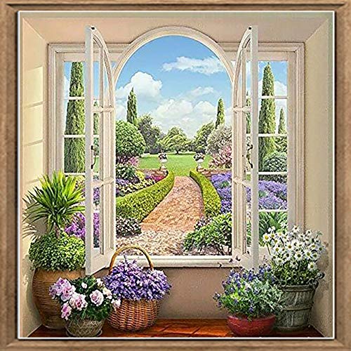 Bimkole 5D Diamond Painting Kits Garden Sky Cloud Bush, DIY Diamant Schilderij Kit Flower Full Ronde Boor Crystal Strass…