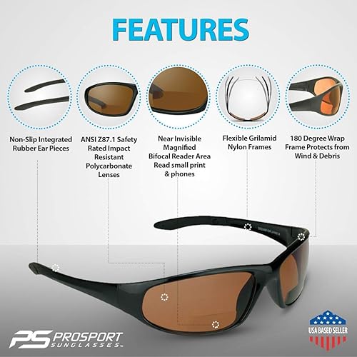Miniatura 6 de proSPORT Lectores bifocales de gafas de sol ANSI Z87 seguridad gris claro amarillo HD al aire libre